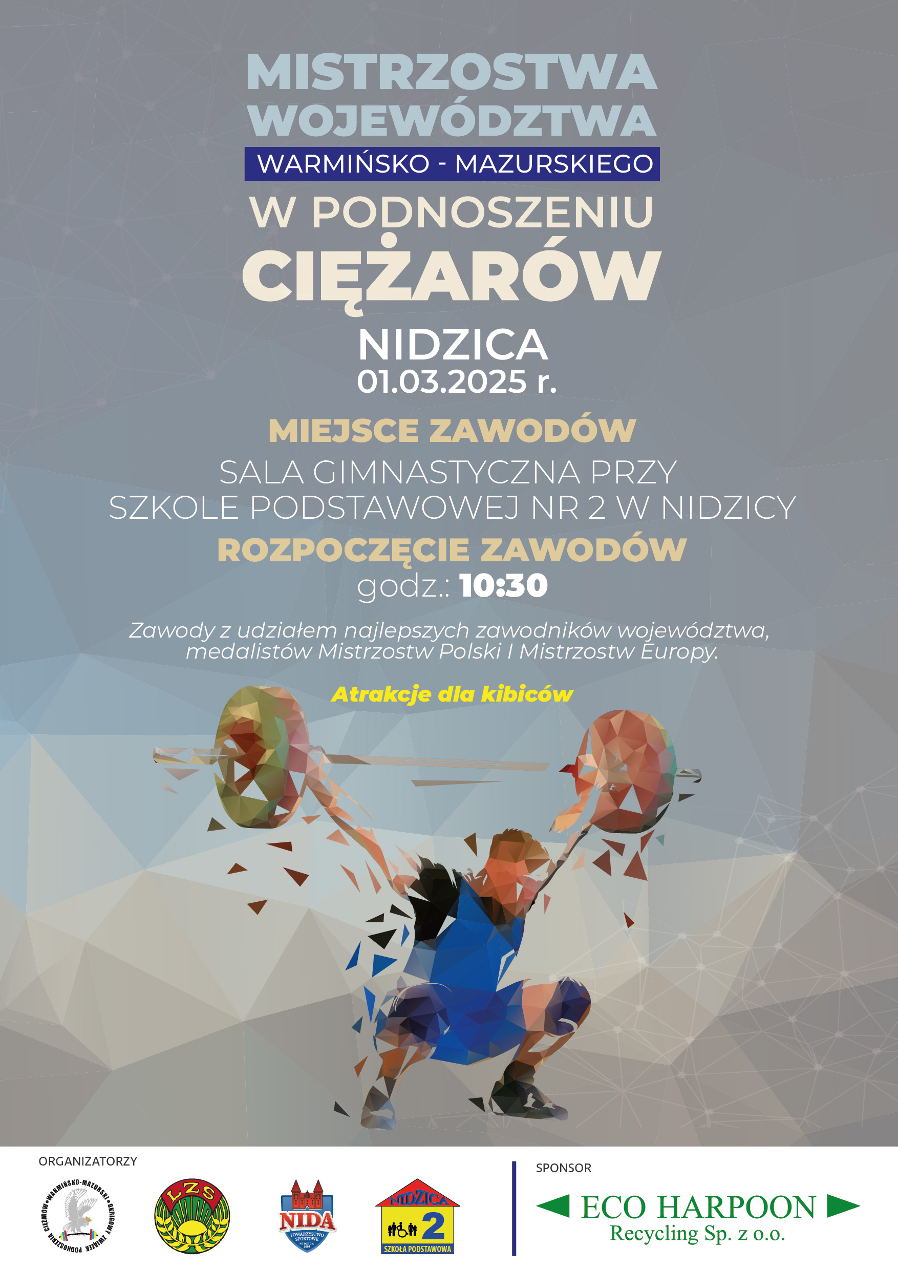 Mistrzostwa Województwa Warmińsko-Mazurskiego w podnoszeniu ciężarów-plakat